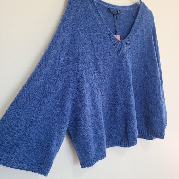 NWT Peruvian Connection Marine Blue 100% Royal Alpaca Batwing Sweater Women’s M - Picture 8 of 9